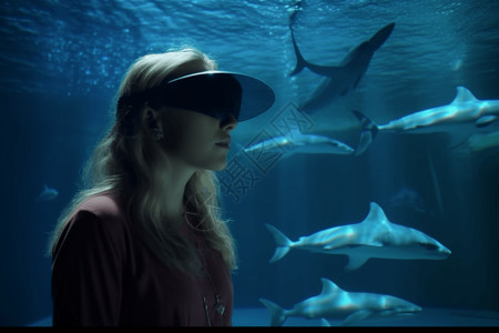 虚拟水族馆的全息鲨鱼高清图片