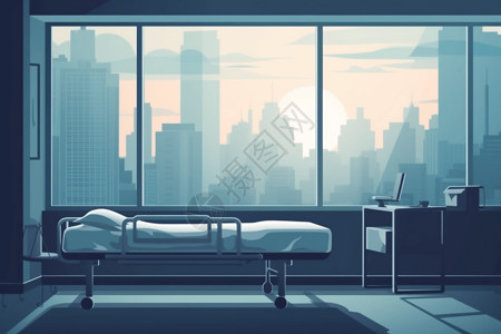 医院的病床平面插图背景图片