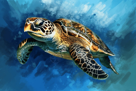 乌龟色彩插画图片