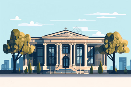 法院大楼艺术画廊大楼的前视插图插画