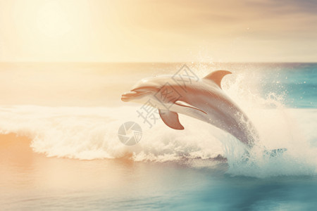 欢快跳跃的海豚背景图片