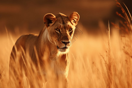 草原上的母狮图片
