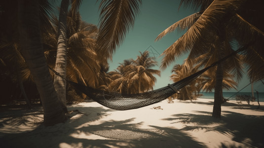 吊床在椰树之间背景图片