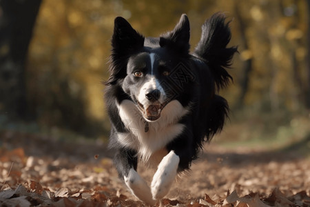 公园奔跑的边境牧羊犬背景图片