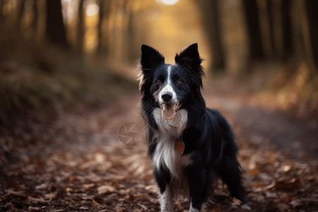 公园里的边境牧羊犬背景图片