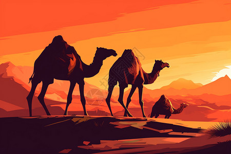 荒漠里的骆驼图片