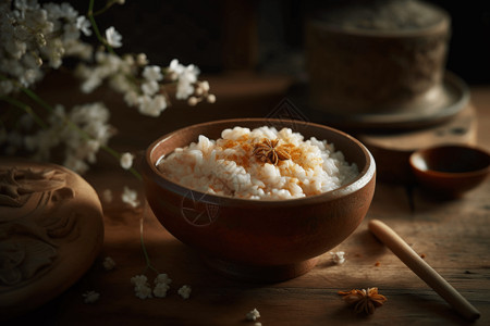 一碗大米饭背景图片