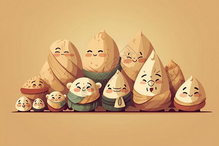 卡通饺子家庭图片