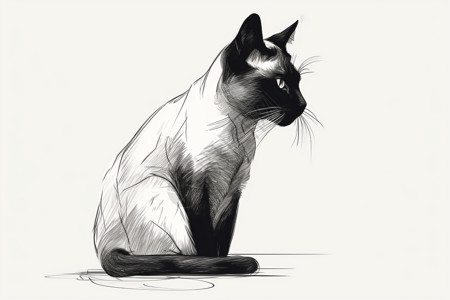 暹罗猫素描背景图片
