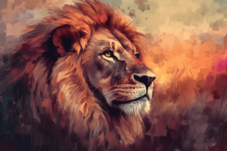 草原中的狮王背景图片