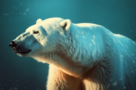 北极熊游泳背景图片