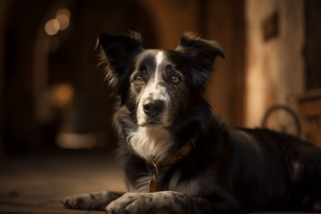 角落休息的边境牧羊犬背景图片