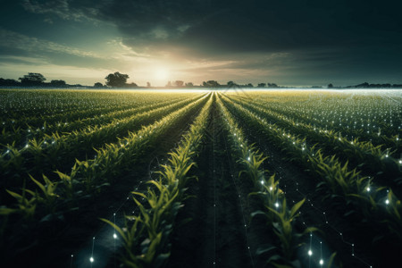 绿色的玉米地智能农业设计图片