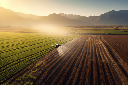 无人机洒水农药农产高清图片