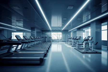 健身房有氧运动健身房内部3D渲染图设计图片