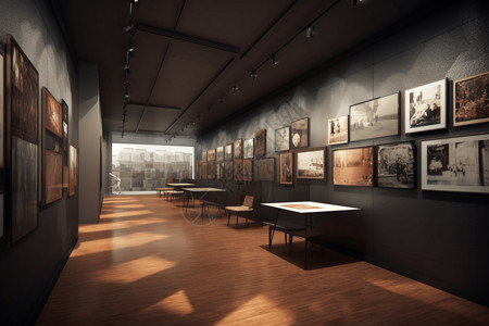 照片展示墙博物馆现代艺术展览设计图片