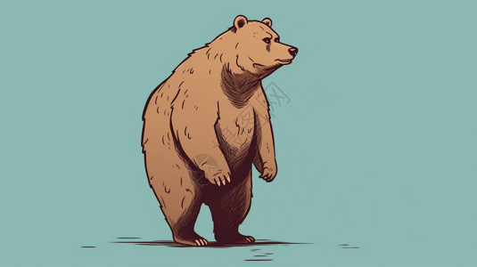 可爱而简单的站立姿势的棕熊图片