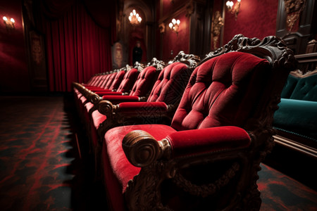 VIP展架大剧院的红色天鹅绒座位背景