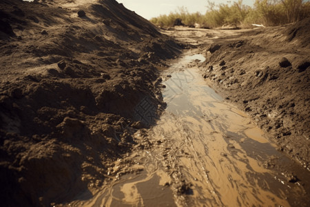 泥土水渠水坑脏水高清图片