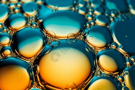 淡黄色油滴水珠油滴水面的的气泡感插画