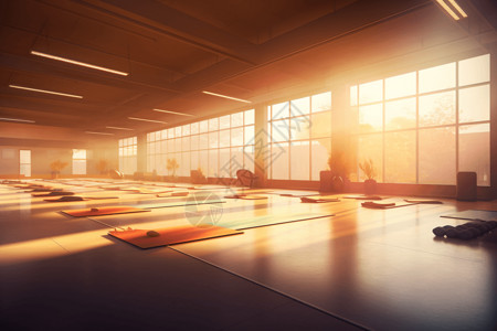 瑜伽视频课健身房的瑜伽课设计图片