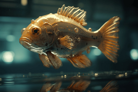 黄金扇尾鱼水族馆的机器鱼设计图片
