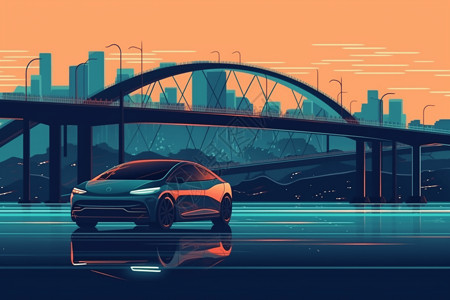 未来城市的自动驾驶汽车图片