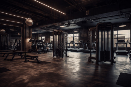 健身房有氧运动健身房的3D设计图设计图片
