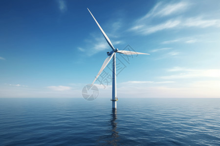 海上风力平静海水的风力发电设备设计图片