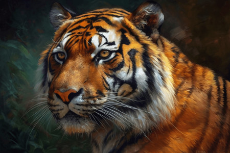 一幅老虎的油画背景图片