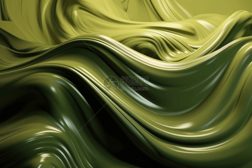 绿色抽象3D流体图案图片