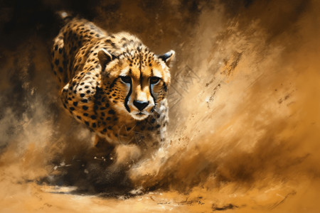 猎豹的油画背景图片