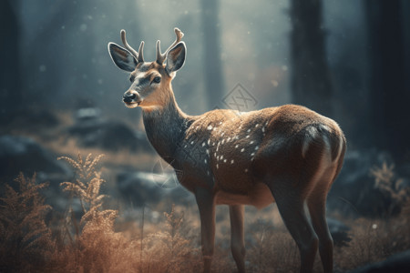 木林中的鹿图片