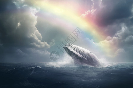 海面上梦幻的白鲸背景图片