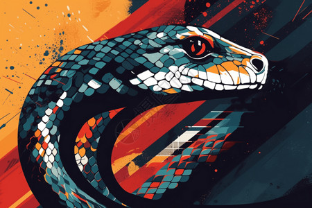 恐怖的毒蛇插图背景图片