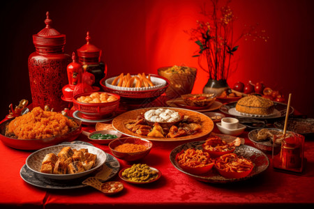 中国年夜饭中餐宴席高清图片