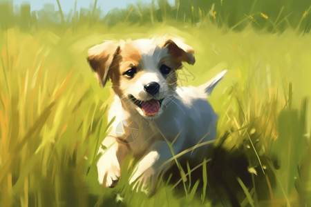 草地上的可爱小狗图片