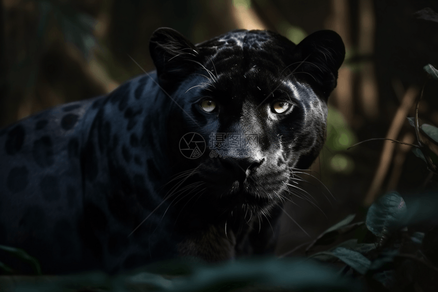丛林中神秘的黑豹图片