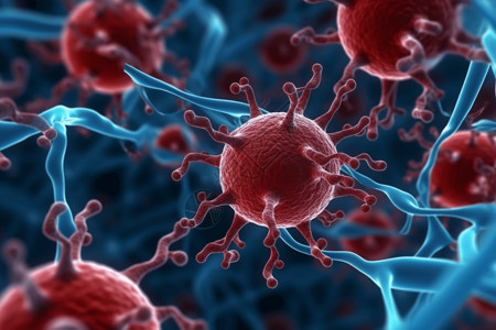红色球状病毒细胞背景图片