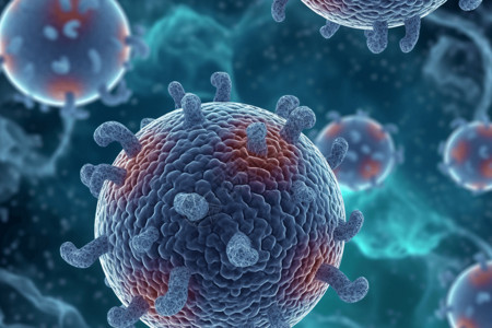 石牛寨3d医学背景与寨卡病毒细胞设计图片