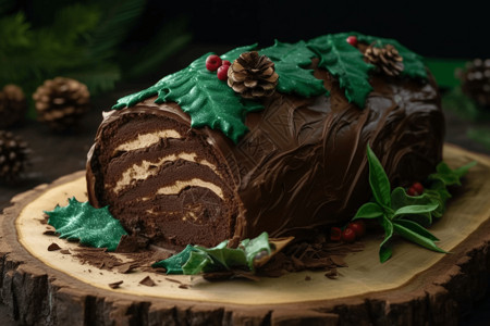 圣诞原木蛋糕背景图片