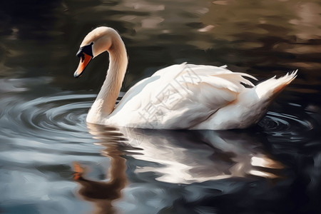 游泳高清素材湖面上的白色天鹅插画