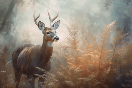 林中美丽的鹿背景图片
