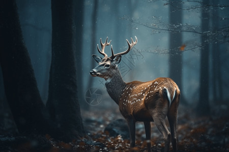深林中优雅的鹿背景图片
