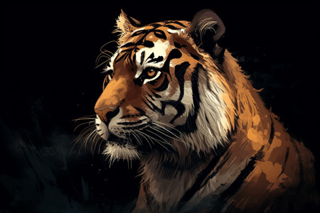 一只老虎的凝视凶猛高清图片素材