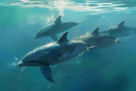 水下潜水的海豚图片