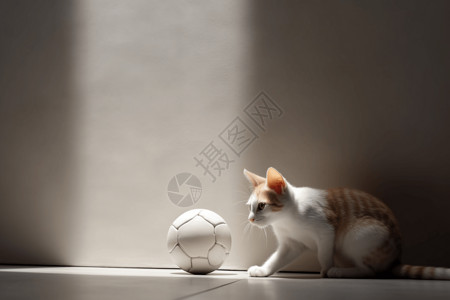 动物玩球猫在玩球背景