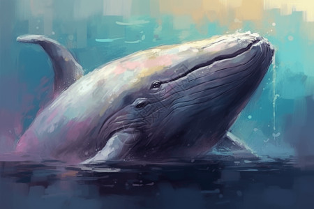 露出头部的鲸鱼背景图片