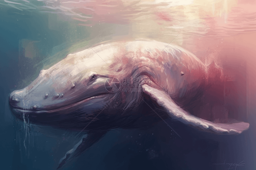 海底白鲸绘画图片
