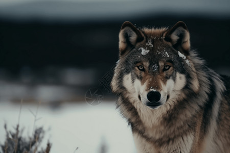 冰原上凶猛的狼苔原高清图片素材